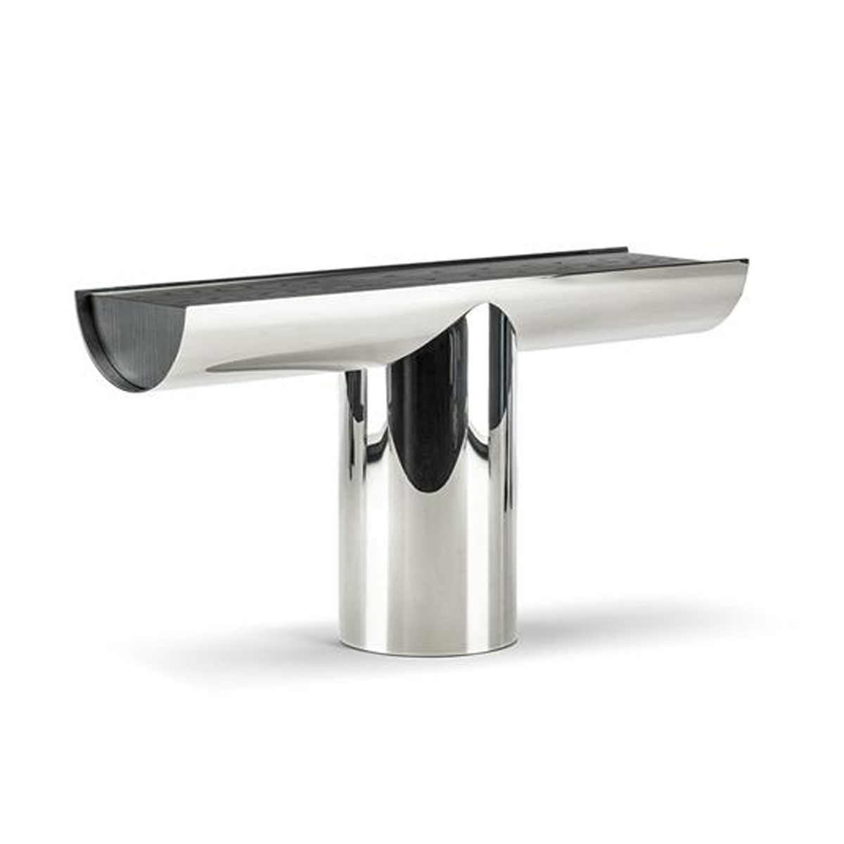 Italian Minimalist Stainless Steel Console Table, Modern Entryway Wall Table with Black Ash Top