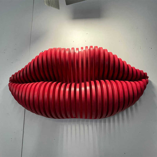 Modern 3D Red Lips Wall Sculpture, Large PVC Parametric Art Decor, Statement Piece for Living Room, Lounge, or Office