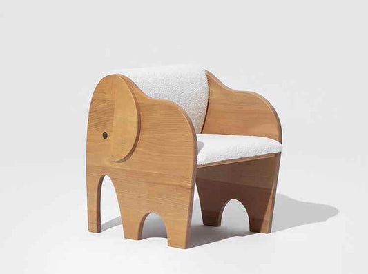 Elephant-Shaped Kids Reading Chair with Plush Cushion, Premium Beech Wood Children's Furniture Inspired by Luxury Design, Creative Animal Seating