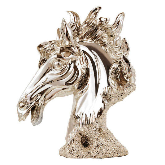 Rose Gold Horse Head Sculpture – Luxury Resin Bust Figurine for Living Room, Entryway, or Art Display