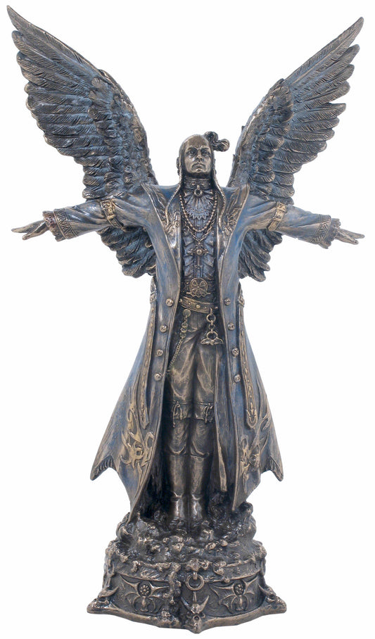 Gothic Fallen Angel Statue – Large Bronze Finish Winged Figurine, Luxury Home Decor, Unique Gift