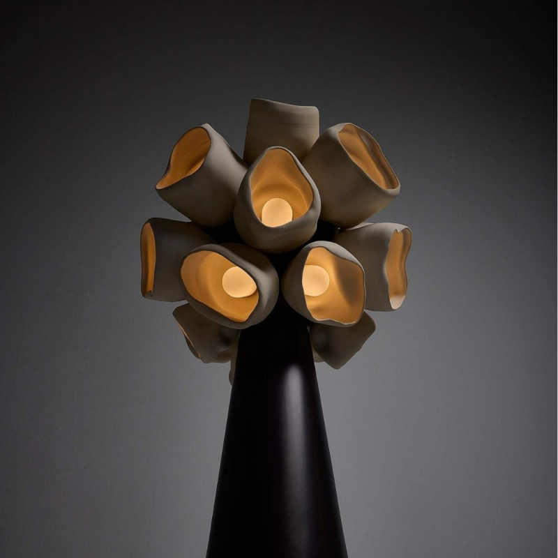 Postmodern Brass Leather Parchment Flowerball Floor Lamp, Artistic Style, Restaurant/Boutique/Script Show Decorative