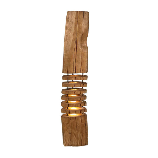 Modern Solid Wood Carved Floor Lamp, Artistic Designer LED Standing Light for Restaurant, Hotel, or Living Room Décor
