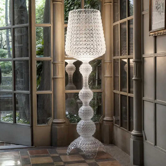 Italian Designer Crystal Lace Floor Lamp with Dimmer, KARTELL Style Wine Glass Base Table Lamp for Luxury Living Room