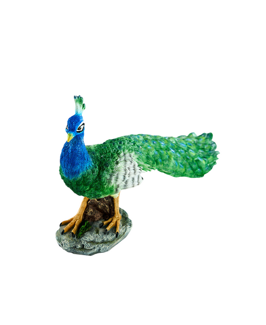 Large Peacock Resin Statue, Realistic Peacock Garden Decor, Colorful Bird Sculpture for Patio, Yard, Balcony, Courtyard, Living Room, Hotel Lobby and Outdoor Decoration