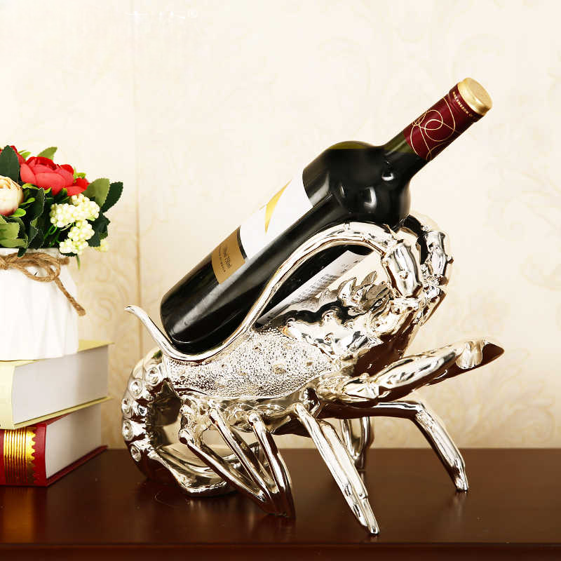Elegant Lobster Wine Rack – Rose Gold Resin Creative Bottle Holder for Living Room, Cabinet, Dining Table Decor