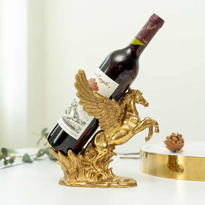 Solid Brass Horse Wine Bottle Holder – Luxury Galloping Pegasus Wine Rack for Dining Room, Bar, Tabletop, and Gift Décor