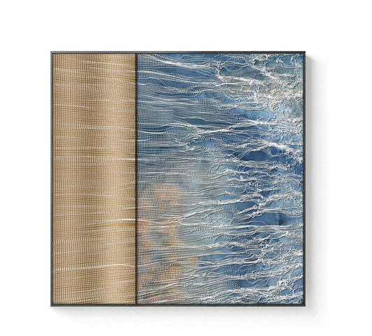Modern Luxury 3D Textured Relief Metal Wall Art – Minimalist Stainless Steel & Embossed Oil Painting, Entryway & Living Room Decor, Black Frame