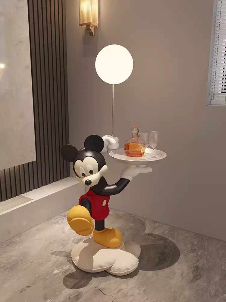 Large Mickey Floor Side Table with LED Light – Premium Living Room Accent Stand, Luxury Serving Tray & Storage Display for Home Decor