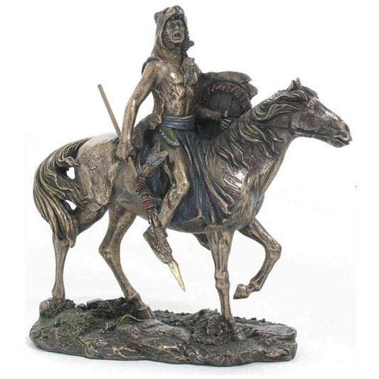 Horse Rider Sculpture – Bronze Finish Figurine, Western Decor Gift for Home, Office, or Collectors