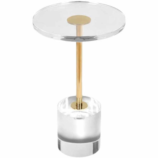 Modern Gold Acrylic Side Table, Minimalist Transparent Round End Table for Living Room, Bedroom, or Luxury Home Decor