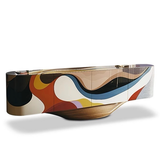 Designer Pop Art TV Stand, Original Artistic Sideboard for Living Room, Bold Contemporary Painted Media Console Cabinet