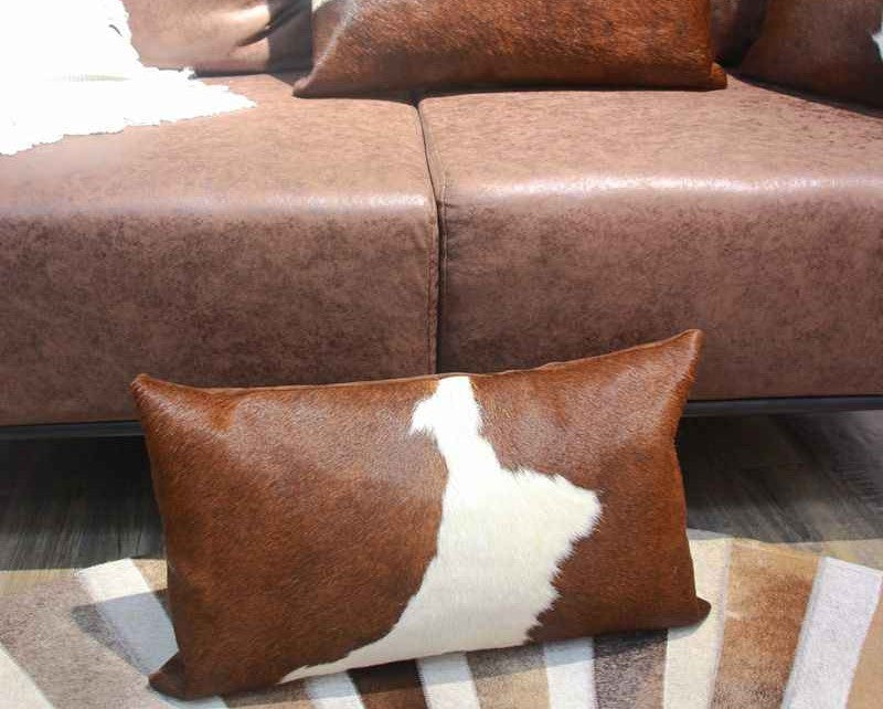 Luxury Cowhide Throw Pillow Cover – European Style Natural Hair-On-Hide Decorative Cushion, Premium Lumbar Pillow for Home & Villa Décor