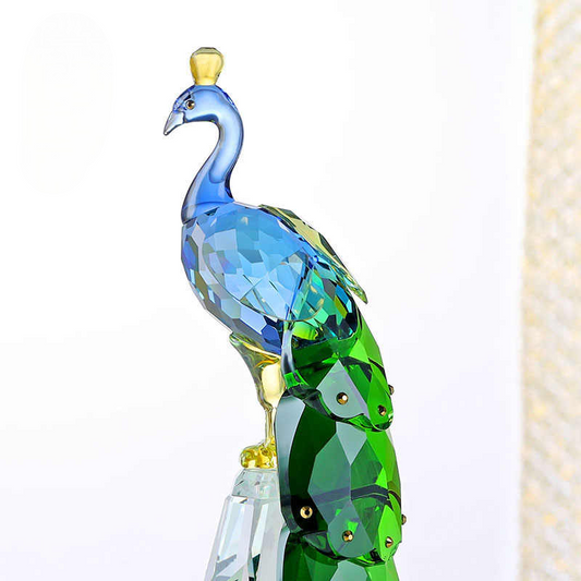 Creative Crystal Peacock Figurine, Modern Office Desktop & Cabinet Decor Ornament