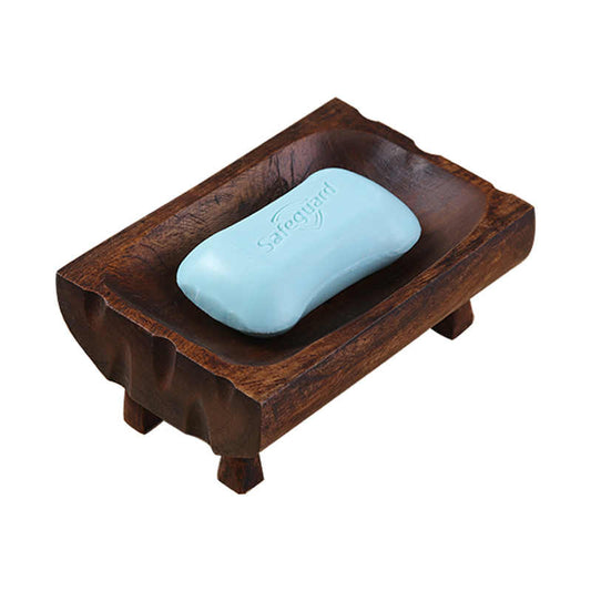 Thai Handcrafted Solid Wood Soap Dish with Drainage, Natural Teak Bathroom Soap Holder with Elevated Design