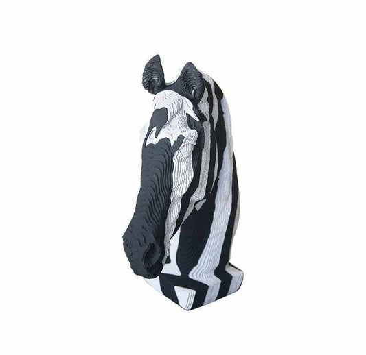 DIY 3D Layered Zebra Head Sculpture – Paper Craft Model Kit, Modern Black and White Animal Decor for Living Room, Office, or Desktop Display