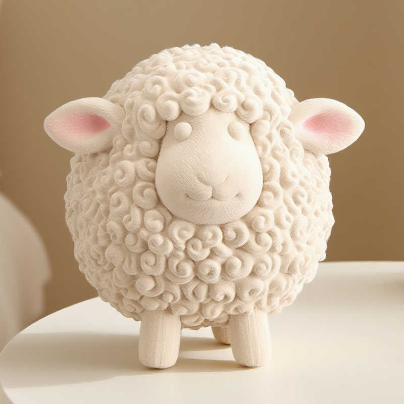 Cute Fluffy Sheep Desktop Ornament, Modern Cream-Style Table Decor for Living Room, TV Cabinet, Entryway, and Home Office