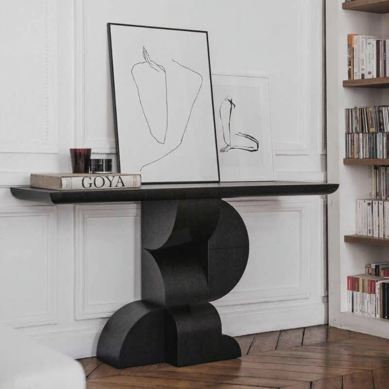 Luxury Designer Black Console Table, Creative Entryway Wall Accent Table, High-End Artistic Hallway Sofa Table