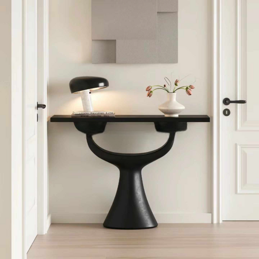 Retro Solid Wood Console Table, Minimalist Entryway Decor Cabinet for Hallway, Foyer, or Living Room, Classic Black