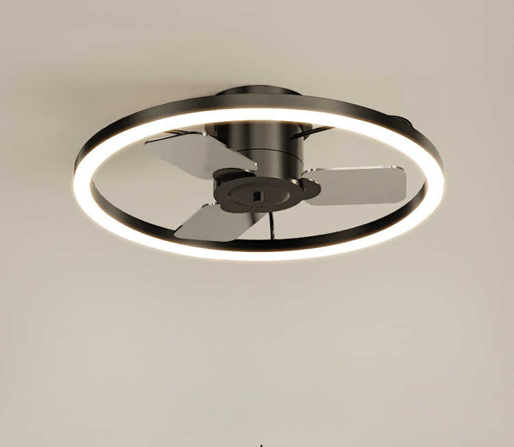 Modern Minimalist Ceiling Fan Light, Dimmable Black Smart LED Fan Lamp with Remote & APP Control for Bedroom or Living Room