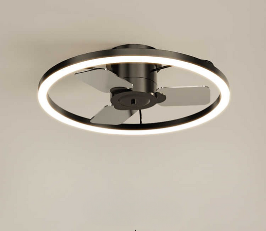 Modern Minimalist Ceiling Fan Light, Dimmable Black Smart LED Fan Lamp with Remote & APP Control for Bedroom or Living Room