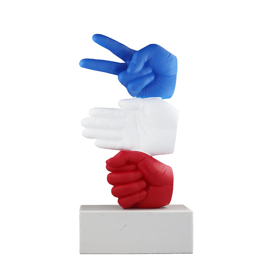 Modern Abstract Hand Gesture Sculpture – Colorful Cartoon Resin Art Decor for Children’s Room, Living Room, Sales Office
