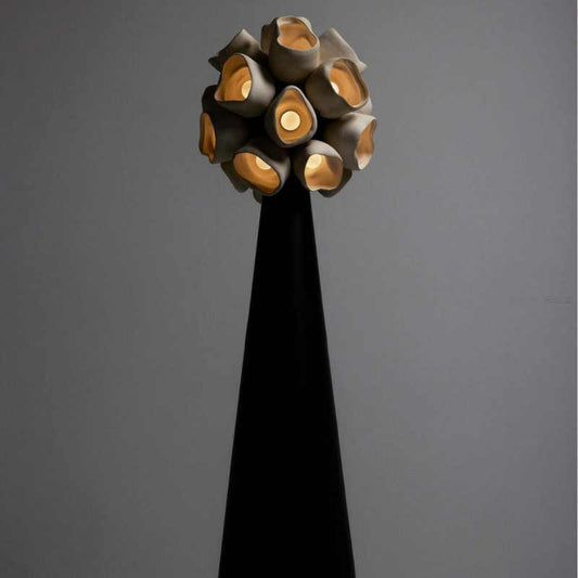 Postmodern Brass Leather Parchment Flowerball Floor Lamp, Artistic Style, Restaurant/Boutique/Script Show Decorative