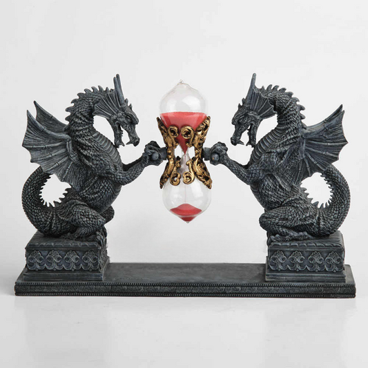 Double Dragon Hourglass – Gothic Fantasy Sand Timer Figurine, Birthday Gift Desk Ornament, Premium Home Decor
