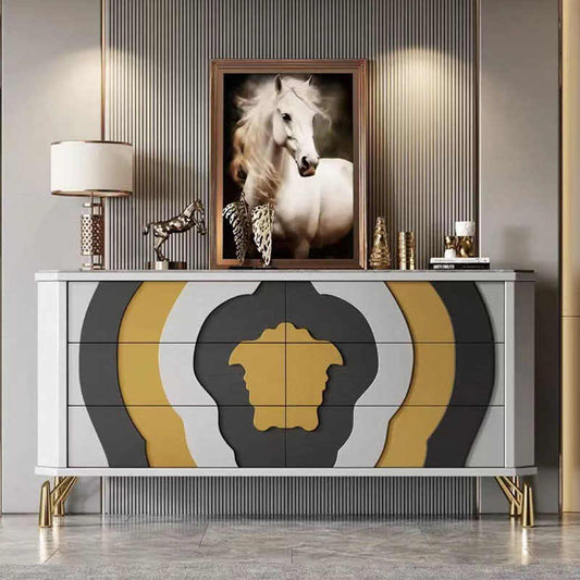 Luxury Modern Entryway Divider Cabinet, Extra-Thin High-Capacity 6-Drawer Sideboard for Living Room & Hallway