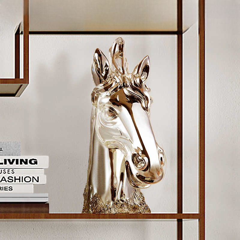 Rose Gold Horse Head Sculpture – Luxury Resin Bust Figurine for Living Room, Entryway, or Art Display