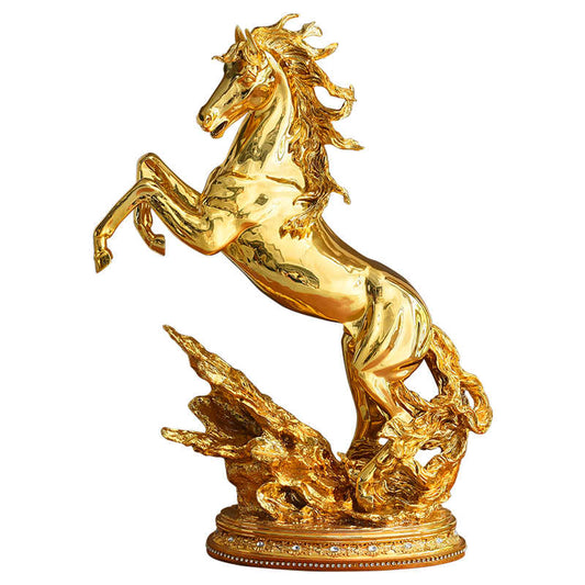Large Luxury Gold Horse Sculpture – Modern Standing Decorative Figurine for Living Room, Office, Hotel, Housewarming Gift