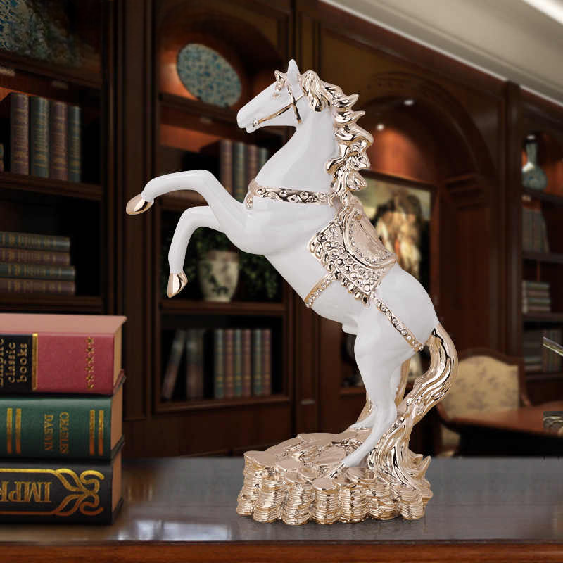 Rose Gold Rearing Horse Sculpture – Luxury Resin Art Figurine for Living Room, Office, or TV Cabinet