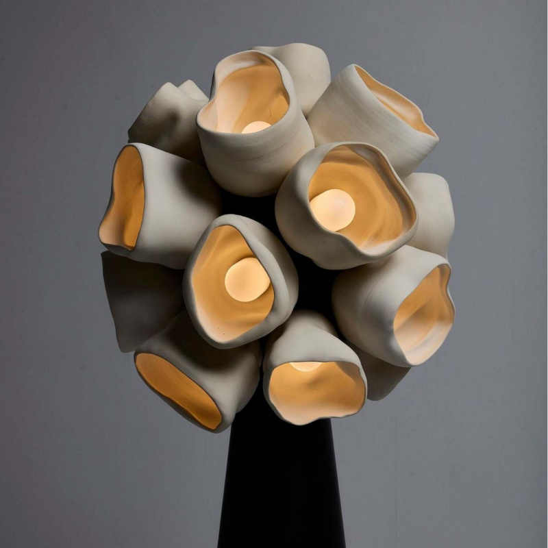 Postmodern Brass Leather Parchment Flowerball Floor Lamp, Artistic Style, Restaurant/Boutique/Script Show Decorative