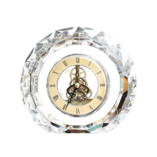 Crystal Skeleton Table Clock with Roman Numerals, 6.1 Inch