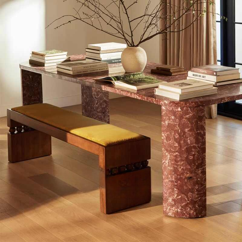 Vintage Solid Wood Long Bench, Entryway Bedroom Sofa Bed End Bench, Retro Dining and Tea Table Seating