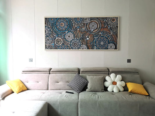 Large Abstract 3D Wood Wall Art – Modern Geometric Layered Panel for Bedroom, Sofa, Living Room