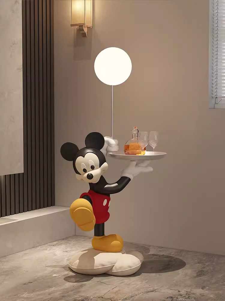 Large Mickey Floor Side Table with LED Light – Premium Living Room Accent Stand, Luxury Serving Tray & Storage Display for Home Decor
