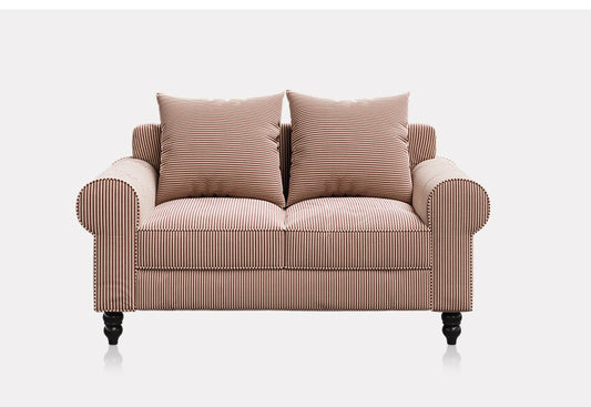 Vintage Small Apartment Striped Sofa – Designer Retro Double Seat Fabric Couch for Living Room