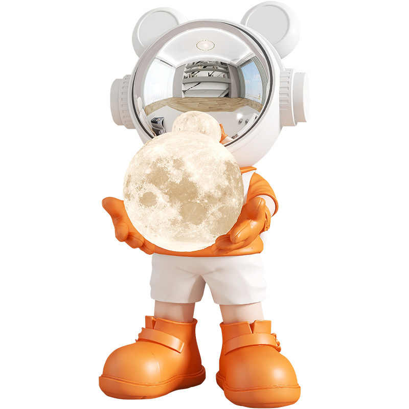 Astronaut Tabletop Night Light, Creative Space Figurine Decor for Living Room, Bedroom, Bar Cabinet