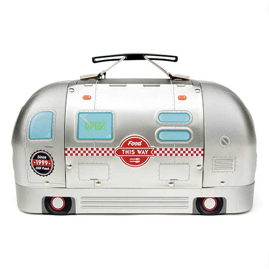 Retro Food Truck Lunch Box – Vintage Airstream Trailer Bento Container, Creative Storage Box for Kids and Adults, British Designer Camping Style
