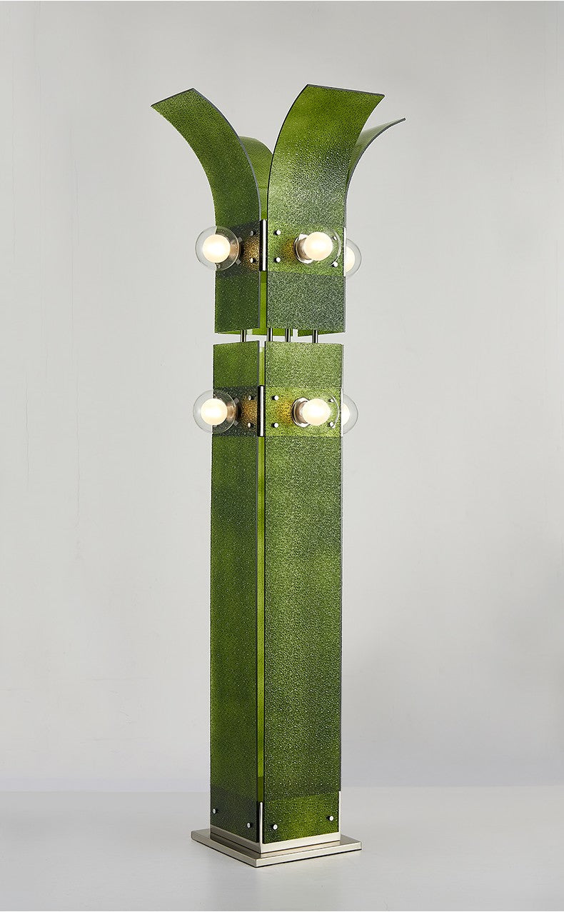 Green Organic Glass Floor Lamp, Modern Minimalist Statement Lighting for Living Room, Bedroom, Office