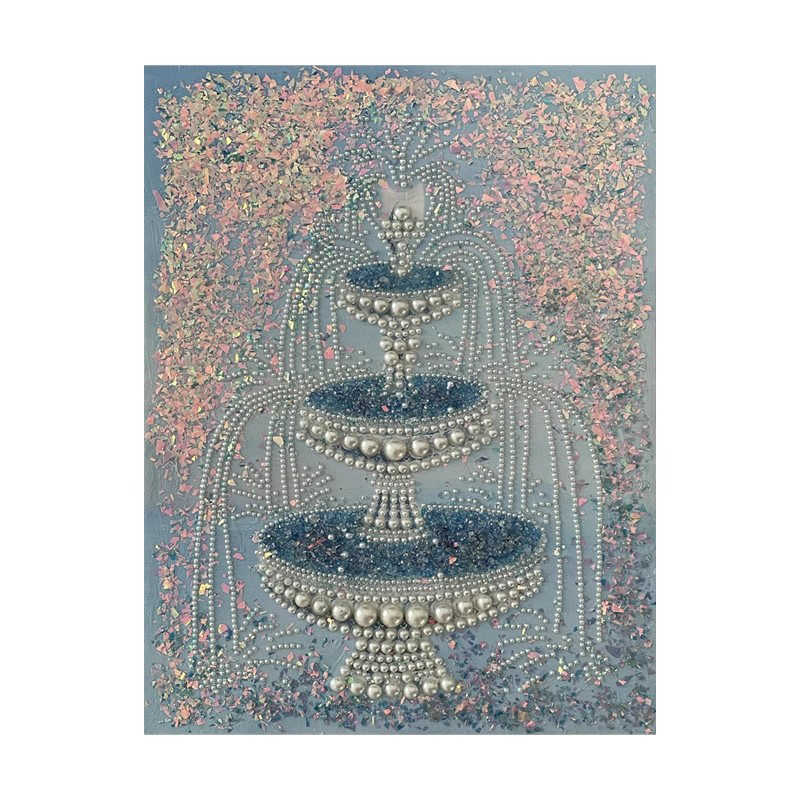 Modern Minimalist Pearl Fountain Wall Art – Unique Abstract Living Room, Hallway, and Entryway Decorative Painting, Handmade Matte Micro-Spray with Black Aluminum Frame