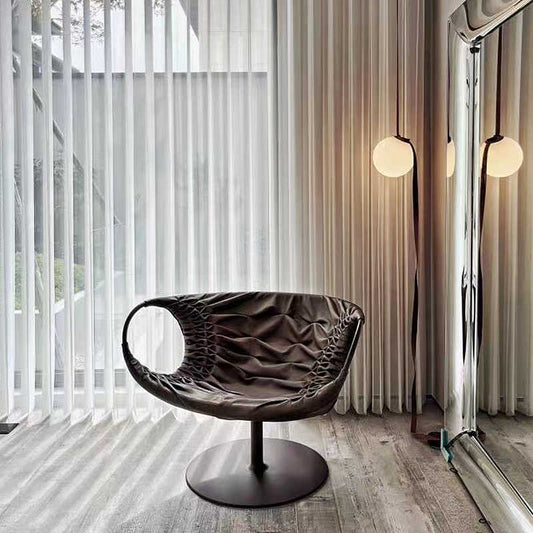 Modern Fiberglass Butterfly Chair with Quilted Pattern, Contemporary Swivel Lounge Chair for Living Room