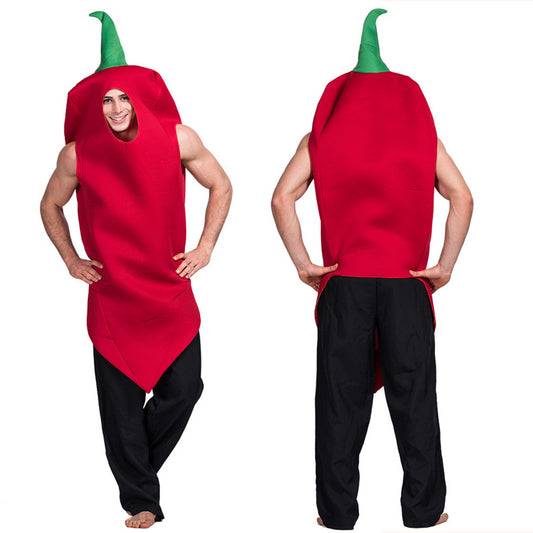 Red Chili Pepper Costume Set – Funny Spicy Halloween Vegetable Outfit for Party, Parade, and Food-Themed Events