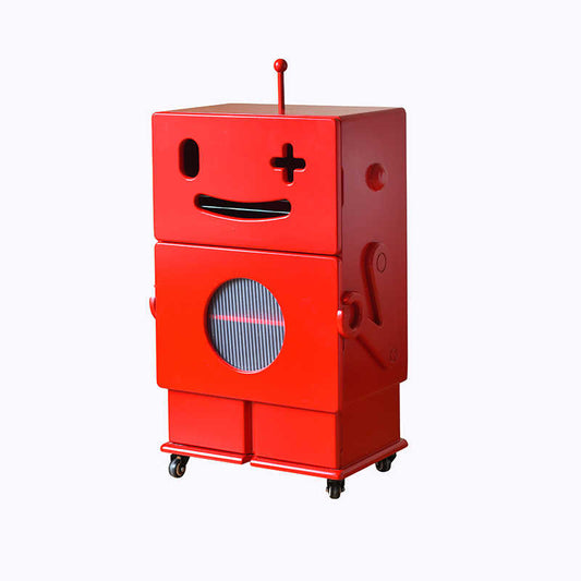 Robot-Shaped Storage Side Table with Wheels – Creative Modern Art Furniture Cabinet, Fun Kids Room Organizer, Playful Living Room Accent with Drawer & Compartment