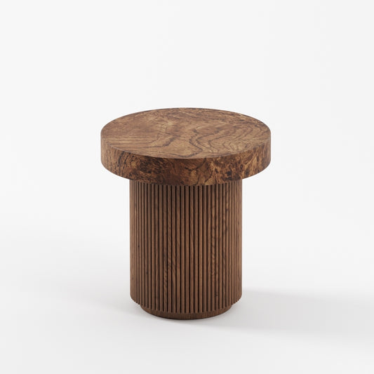 Designer Travertine Round Stool – Vintage Creative Entryway Shoe Bench, Artistic Rustic Side Table