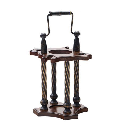 Vintage Wood and Iron Wine Caddy – Retro Tabletop Bottle Holder, Antique Decorative Wine Rack Gift