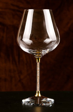 Luxury Crystal Wine Glass Set with Rotating Rack, Gold Stem European Style Red Wine Glasses 550ml, Premium 6-Piece Home Bar Collection