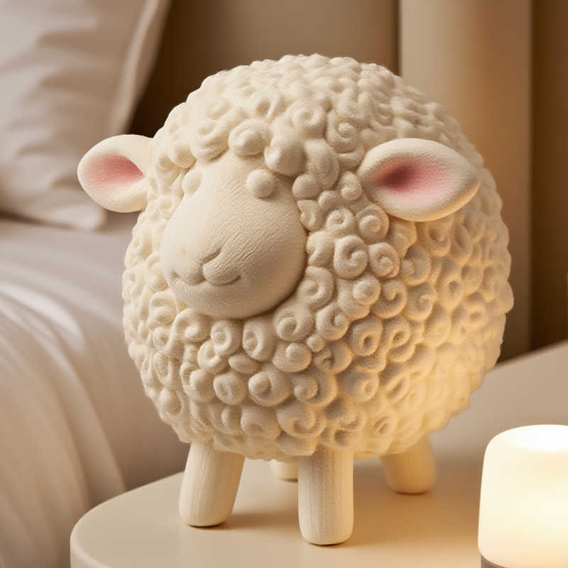 Cute Fluffy Sheep Desktop Ornament, Modern Cream-Style Table Decor for Living Room, TV Cabinet, Entryway, and Home Office