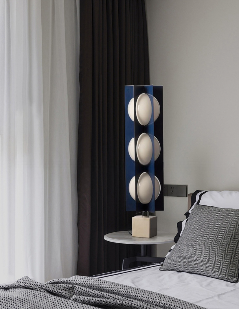Modern Minimalist Stilux Three-Globe Floor Lamp, Designer LED Accent Light with Marble Base for Living Room, Bedroom, or Study
